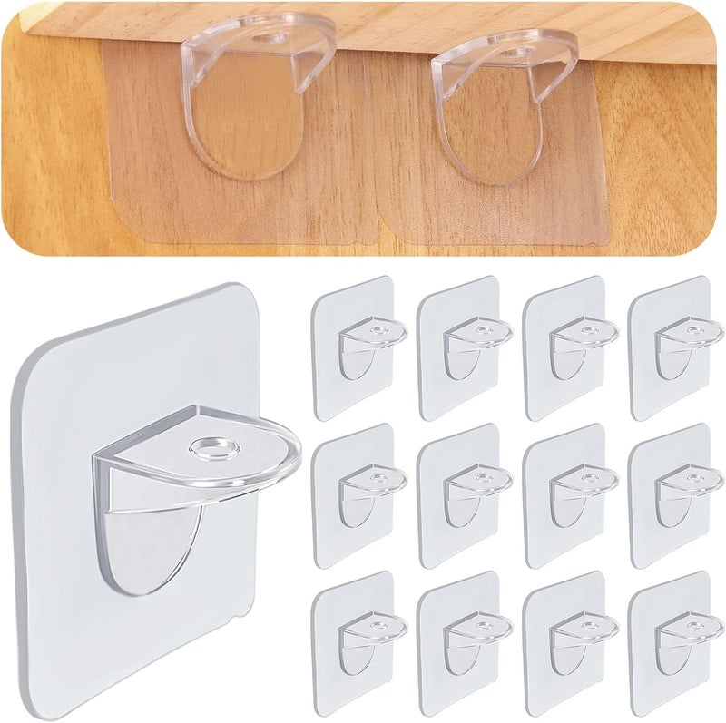 AUGHOA 12 PCS Shelf Support Pegs, Adhesive Shelf Bracket, Cabinet Shelf Clips, Shelf Holder Pins for Book Shelves Shoe Makeup Storage Closet Clapboard Layer - Image 1